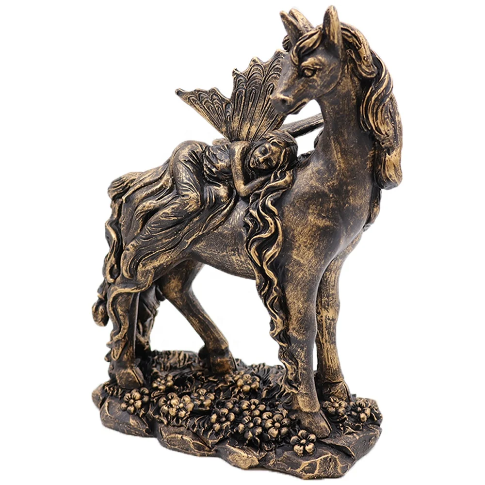 Wholesale high quality handmade custom resin angel fairy and unicorns garden figurines decorations for home garden