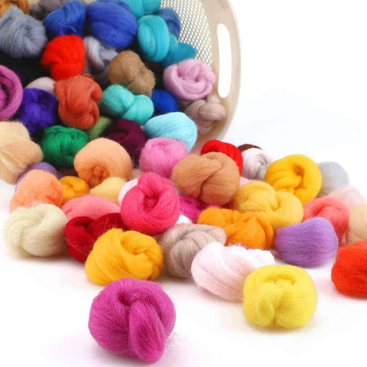100 colors fibre wool yarn roving for knitting felting hand spinning DIY craft materials wool felting supplies