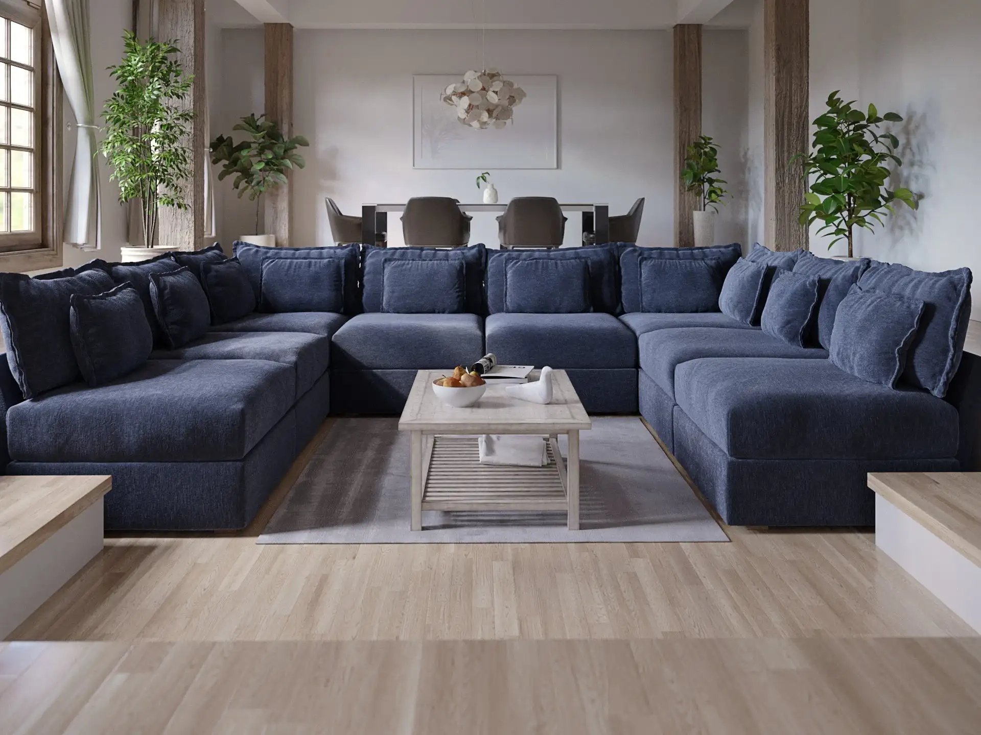 5-Seater Modular Sectional Sofa Ottoman Corner Sectional for Living Room Bedroom Villa Home Use Big Living Room Sofas