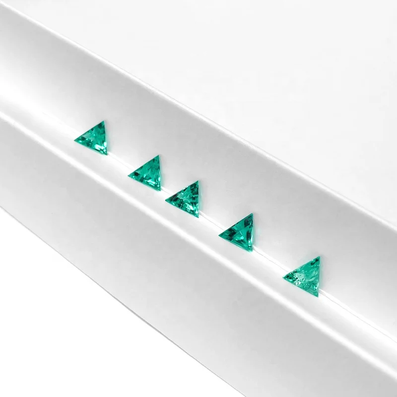 Wholesale Price High Quality 3.5*3.5-8*8mm Green Gemstones Hydrothermal Triangle Loose Lab Grown Colombian Emerald
