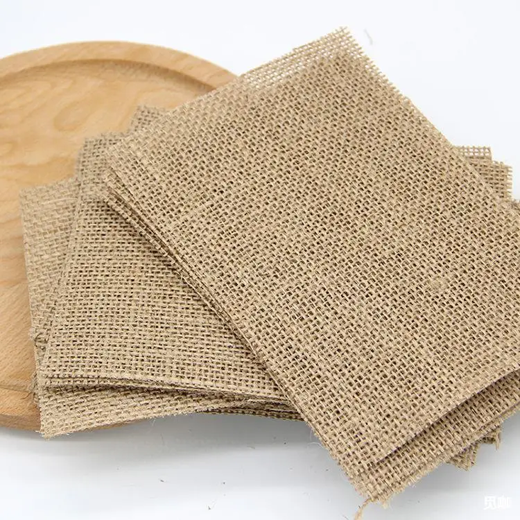 Customized Size Jute Burlap Sheet DIY Rustic Round Square Hessian Placemats 100% Jute Fabric Natural Treated Burlap Sheet