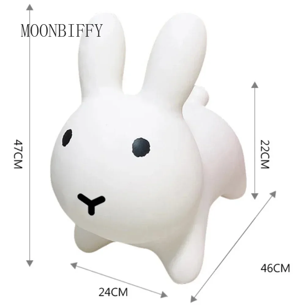 Istaride Ride on Child Baby Play Toys Inflatable White Bunny Rabbit Bouncer Jumping Horse Toys Kids Animal Hopper Toys