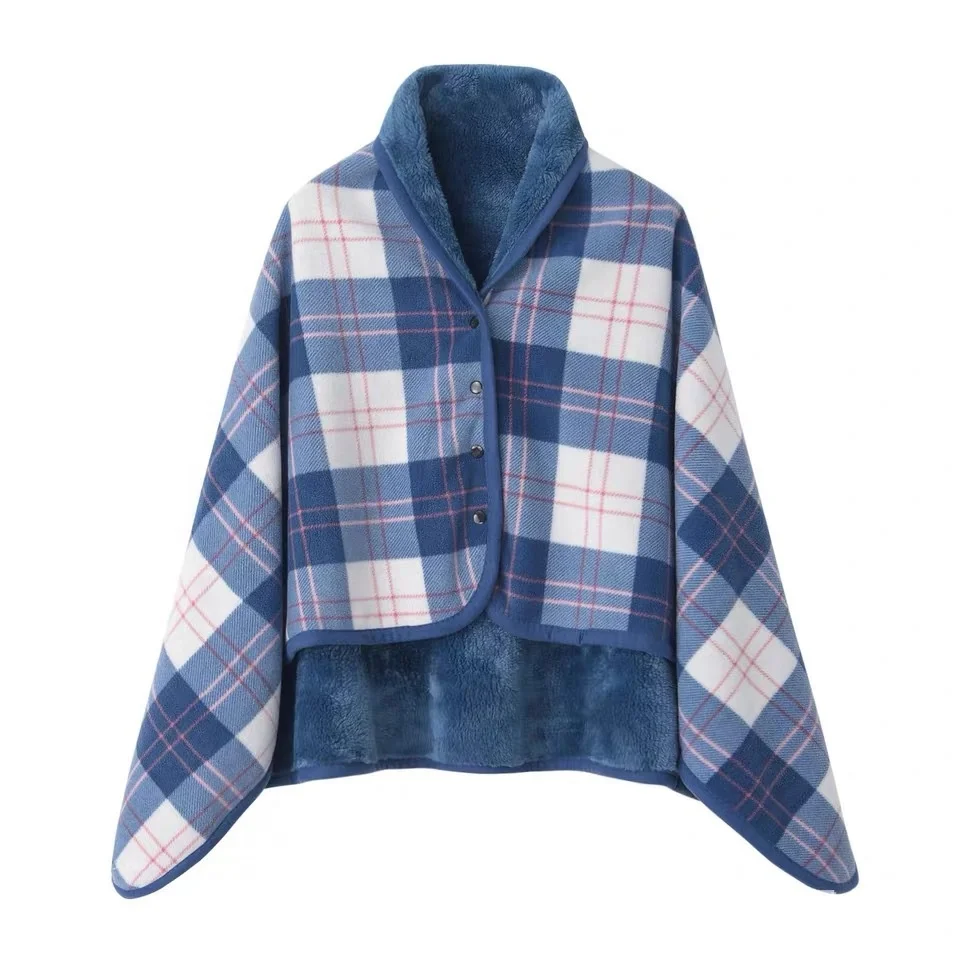 Wearable winter Blanket Double layer Extra Soft Super Warm Tartan Shawl Plush Throw Blanket Scarf Neck Shoulder Blanket