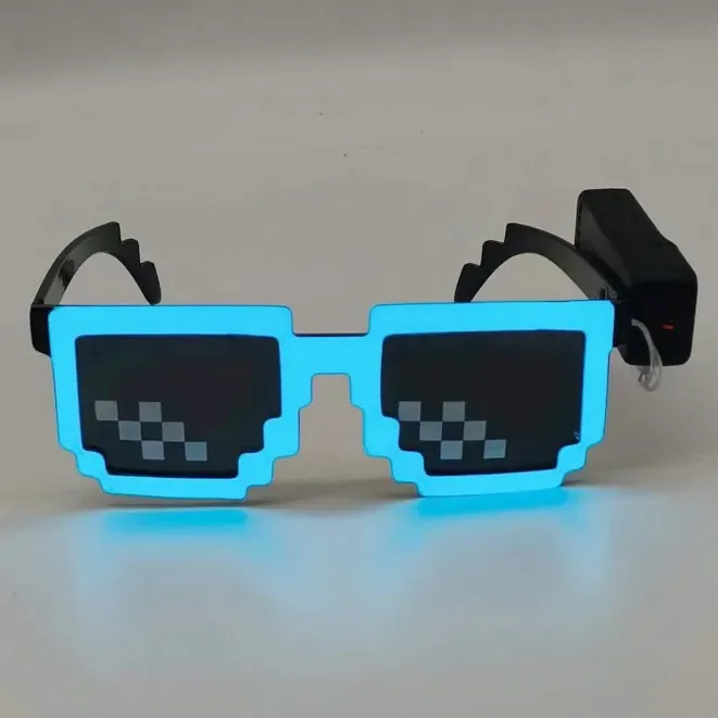 Creative Custom Logo Led Pixel Mosaic Glasses Festival Supplies EL Wireless Light Up Neon Rave Sunglasses For Music Party
