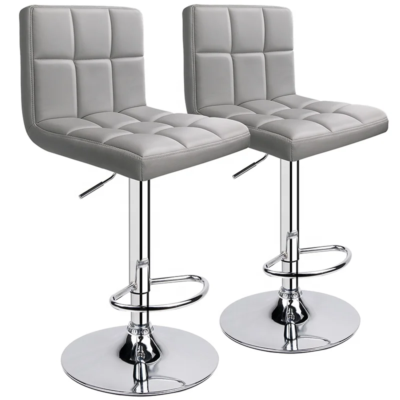Modern Kitchen Furniture Island Stools Chair Restaurant Light Grey Bar High Swivel Chair With Classic Back
