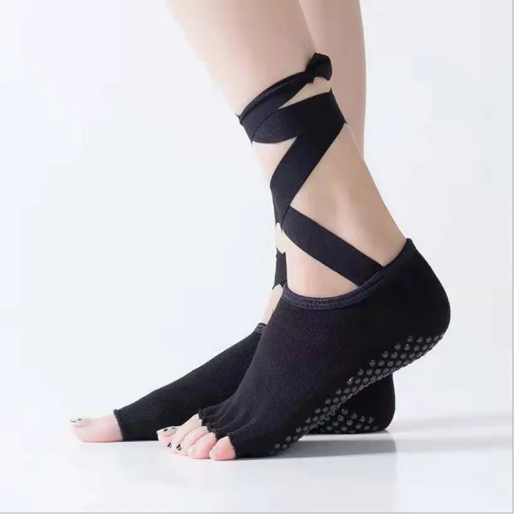 
AGRADECIDO Wholesale Lace-up Yoga Socks For Women Non-slip Grip Socks Yoga Pilates Socks For Yoga 