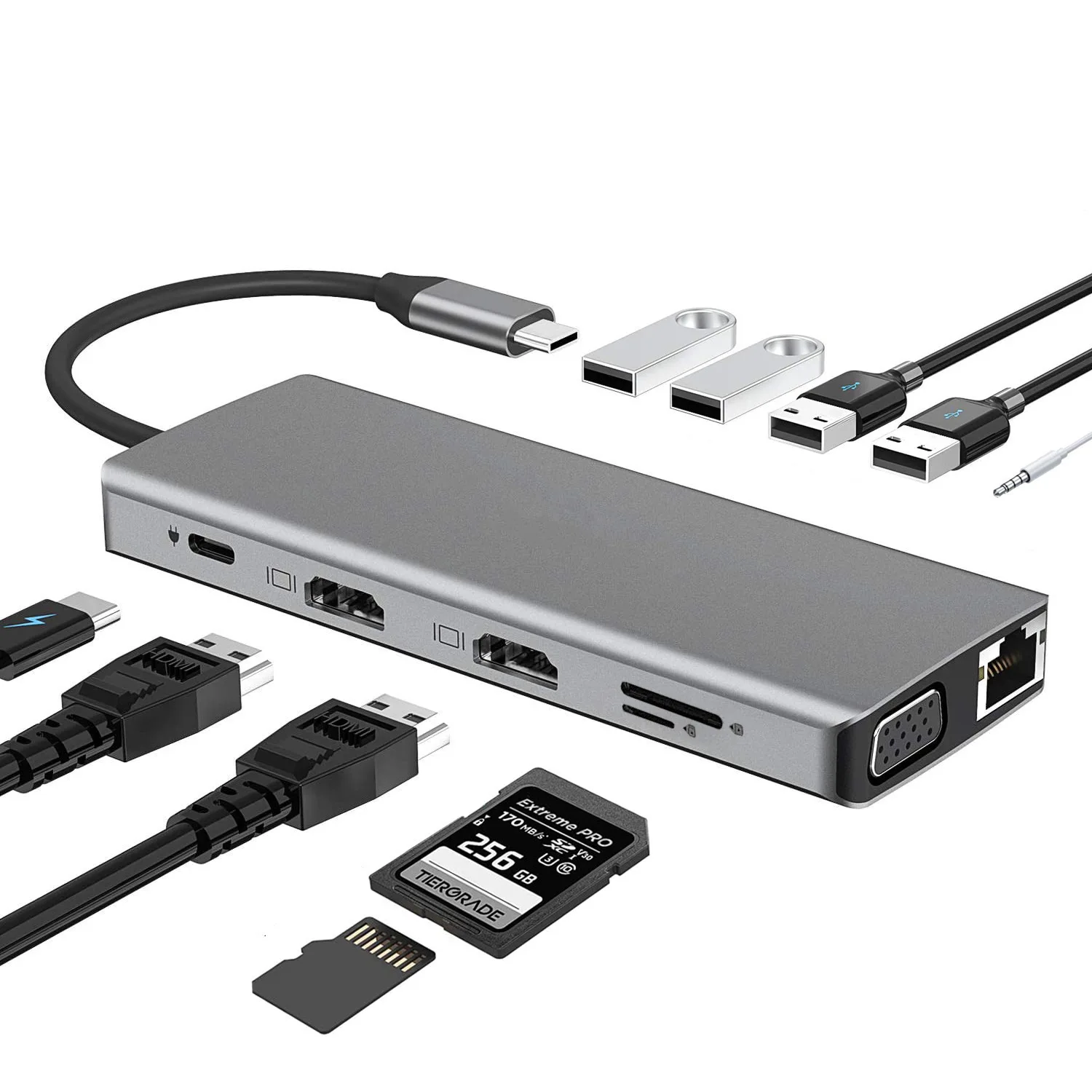 Многофункциональный 12 в 1 многопортовый USB C USB-C Hub адаптер с разъемами типа 3 0 4K HDMI HDTV многофункциональный концентратор 87 Вт
