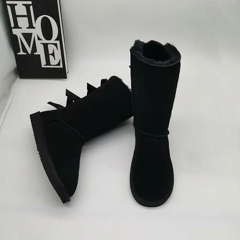 
Hot sale long thigh high flat tall winter genuine leather fur lining boots for girls and women 