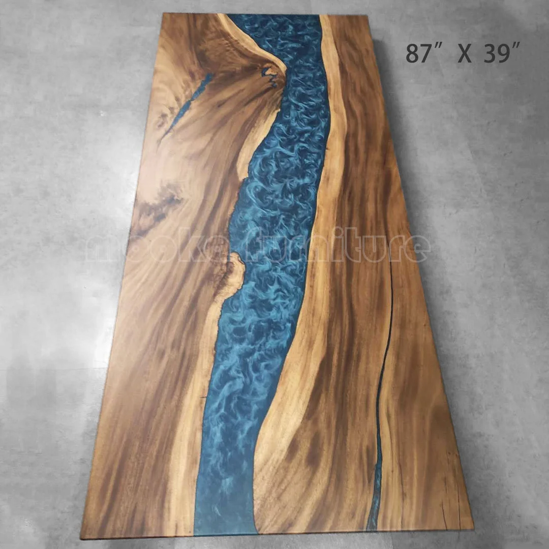 Готовый к работе современный дизайн речной обеденный стол с живым краем эпоксидный