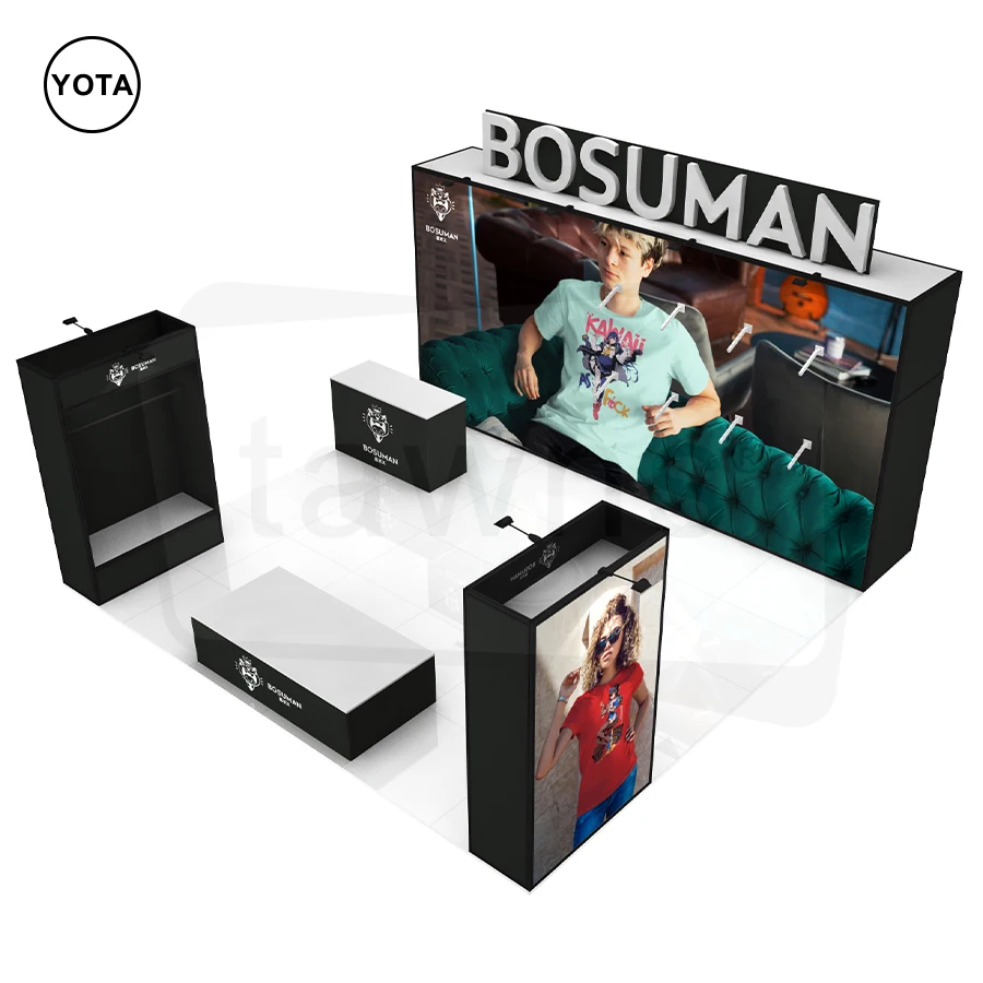 Tawns 20ft Advertising Aluminum Tube Tension Fabric Display Portable Trade Show Exhibition Booth