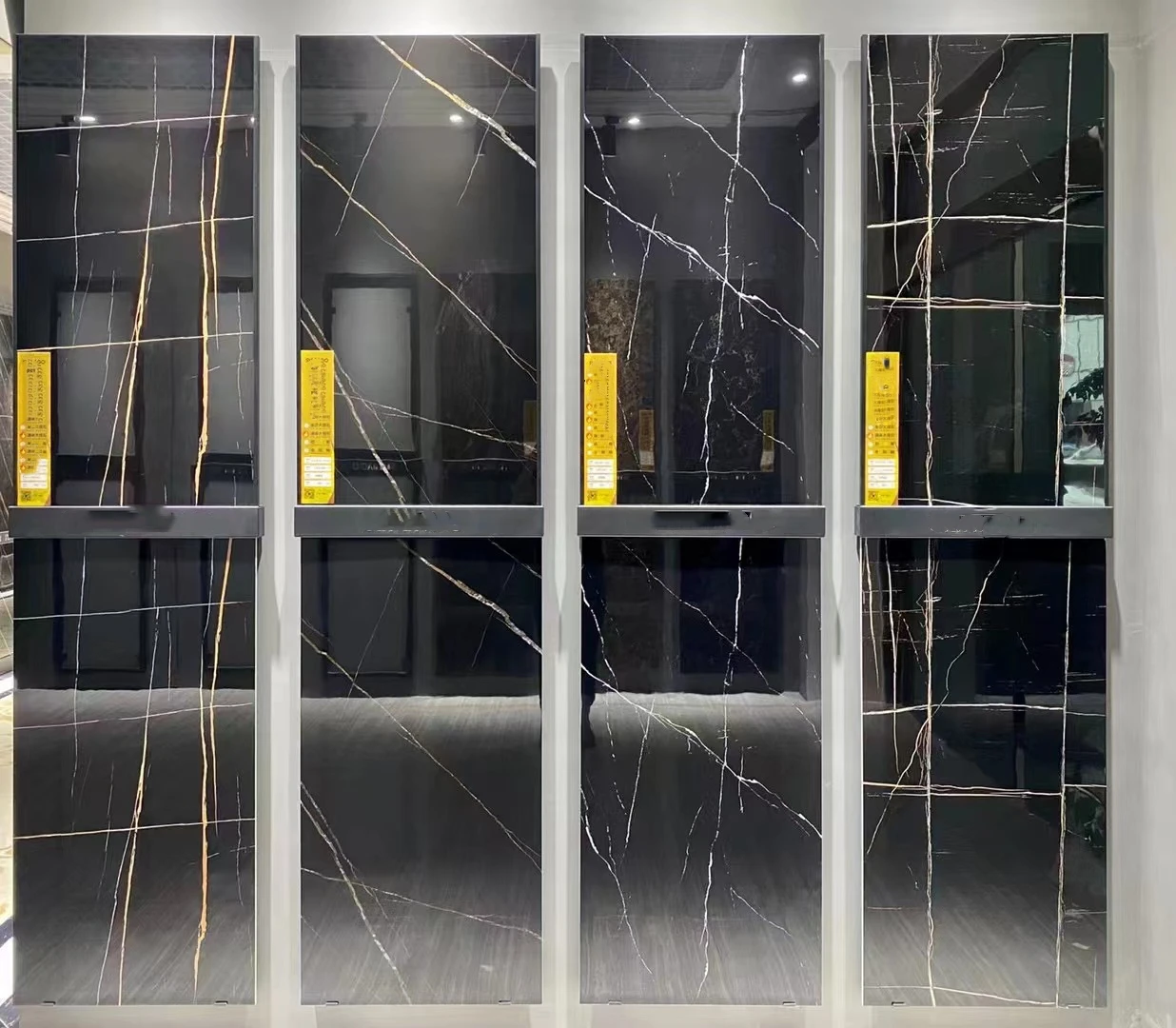 3d Shiny black and white stone porcelain tile 60x120 floor tiles black panda marble tile 120x60 50 pieces