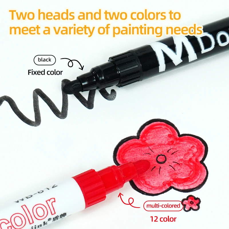 Double ended dual color whiteboard marker drawing boards suitable for students and teachers refillable blackboard marker