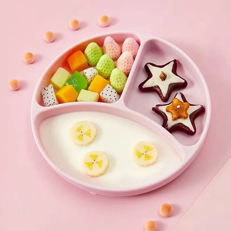 Divided Food Feeding Bowl Silicone Baby Dishes Kid Dinner Suction Baby Silicone Tableware Plate Bowl