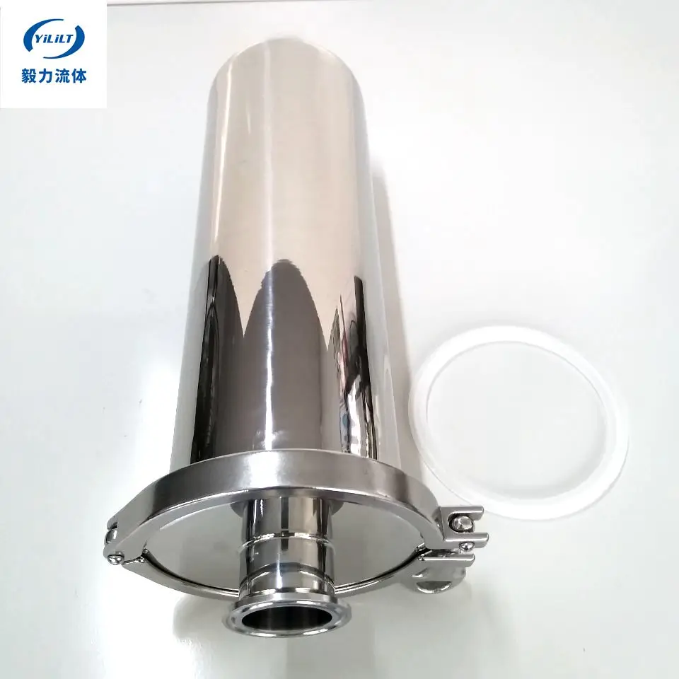 
304 stainless steel food grade sanitary straight clamp type water pipe filter linear filter 