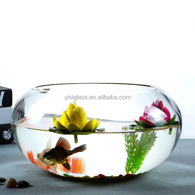 Wholesale Goldfish Bowl Small Round Clear Glass Fish Bowl Decoration Large Aquarium Tank