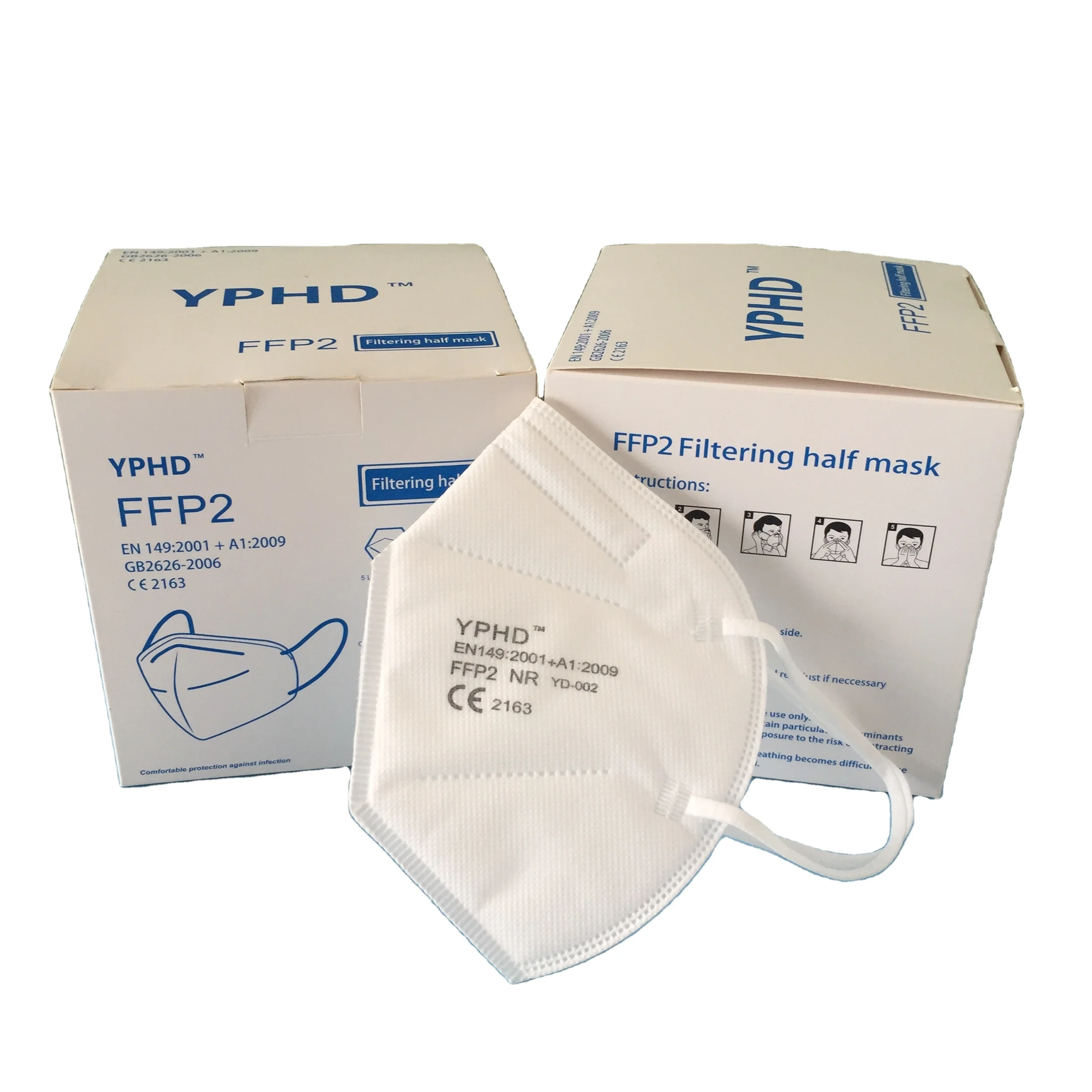 YPHD pm2.5 dust civil disposable protective mask 5 layer FFP2 of CE 2834 particulate respirator