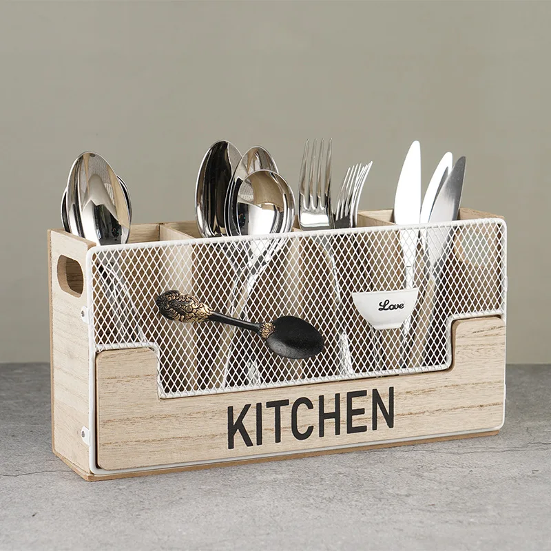 Utensil Holder with 4 Compartments Kitchen Organizer Utensil Caddy Storage Basket Metal Flatware Caddy