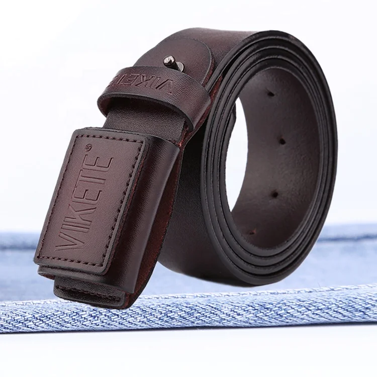 IGM Brand hot sale mens cowhide genuine leather pin belt buckle wholesale real leather belt
