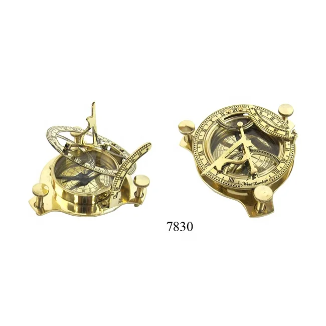Nautical Brass Folding Sundial Compass With Spirit Level nautical supplies marine compasses for sale