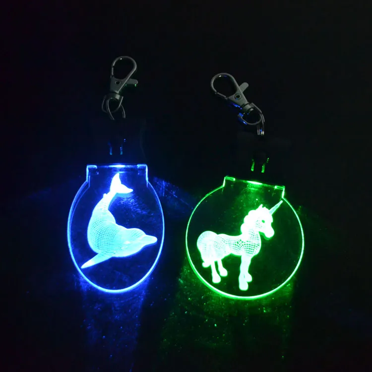 
Promotional Logo Laser Acrylic Led Glow Keychain 