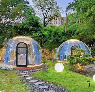 2024 Hot sale outdoor fiberglass sunroom transparent polycarbonate garden glass bubble room star glamping hotel  igloo dome home