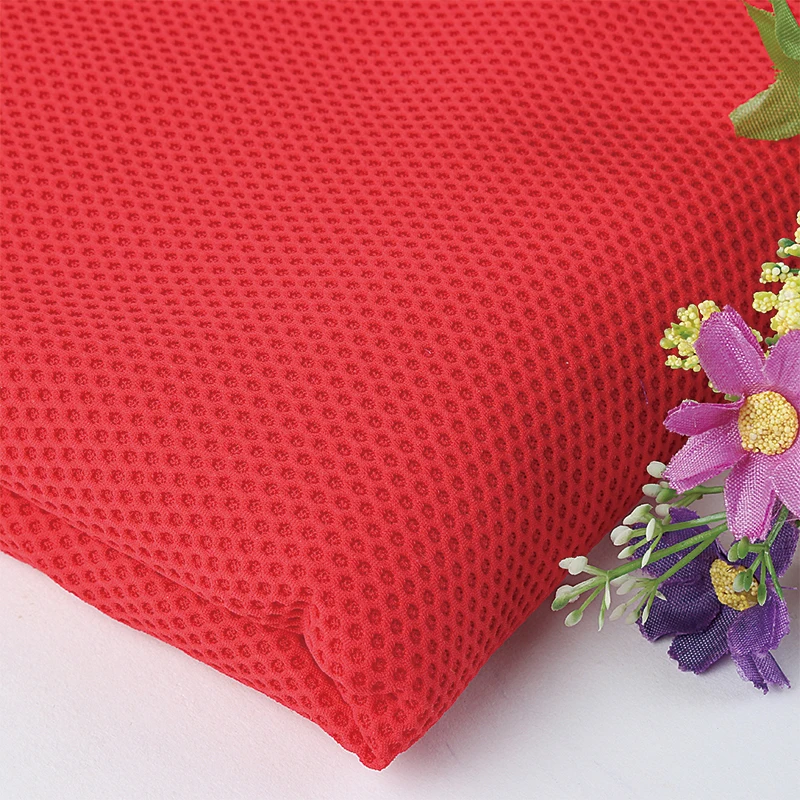 Red Wet Quick dry Functional Polyester Spandex Stretch Knit Fabric Jacquard for Lining sports shirt