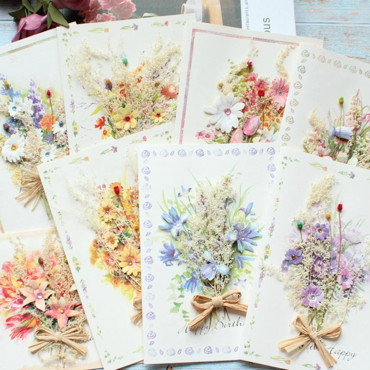 fake flower birthday wish thank you card festival greeting card Christmas gift card