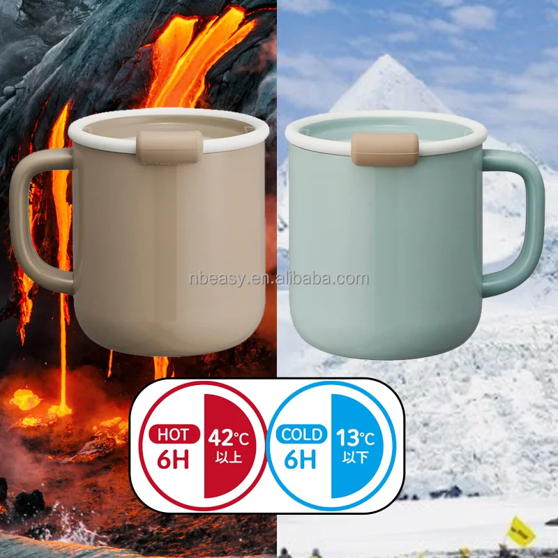 2025 New 460ml Inner Ceramic Coated Coffee Mug With Handle and Lid Double Layer Vacuum Insulated 16oz Tea Cup Latte Mug
