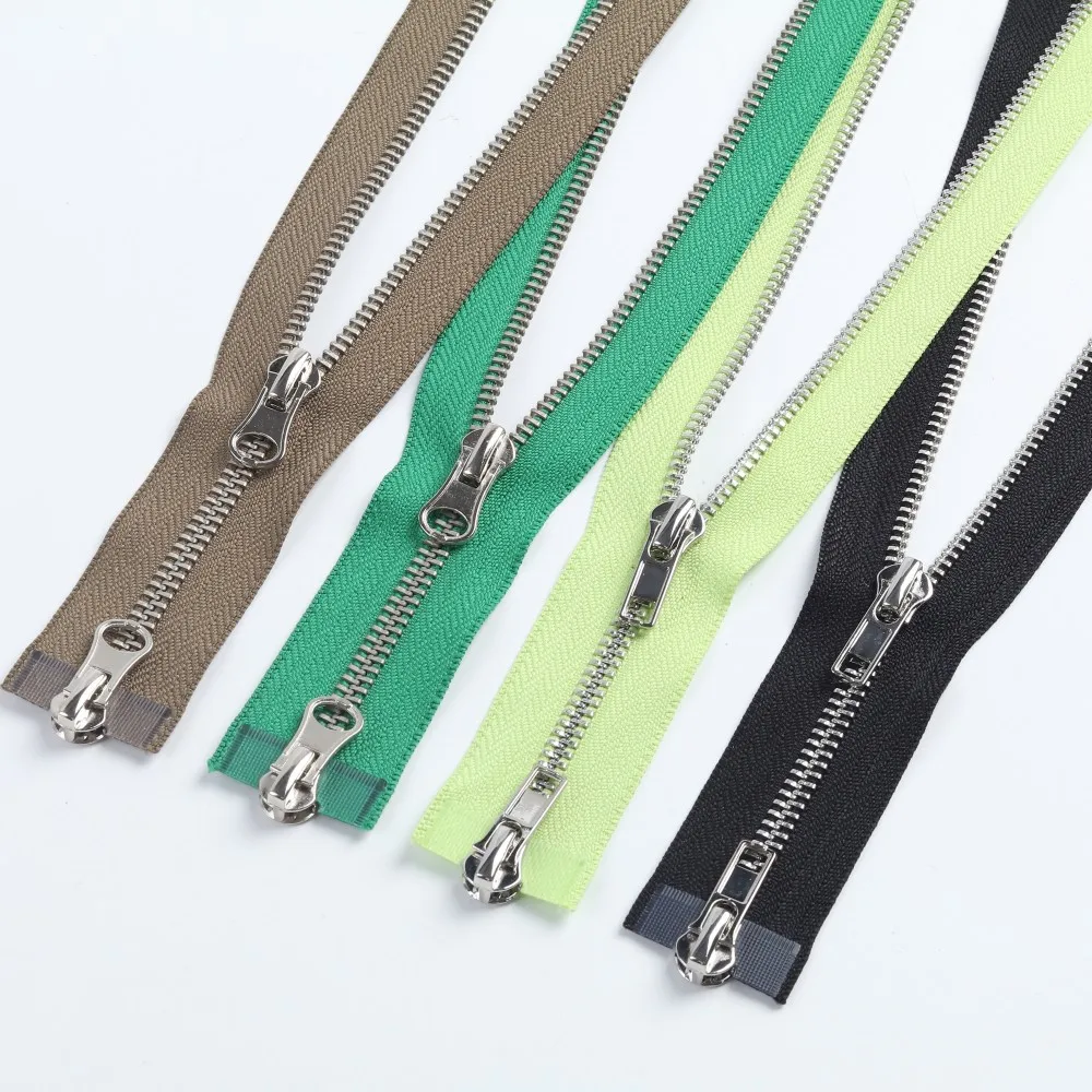 RHC Custom 3# 5# 8# Colorful Long Chain Open End Double Gold Jeans Pull Slider Metal Zipper Puller for Handbags Jacket Clothes