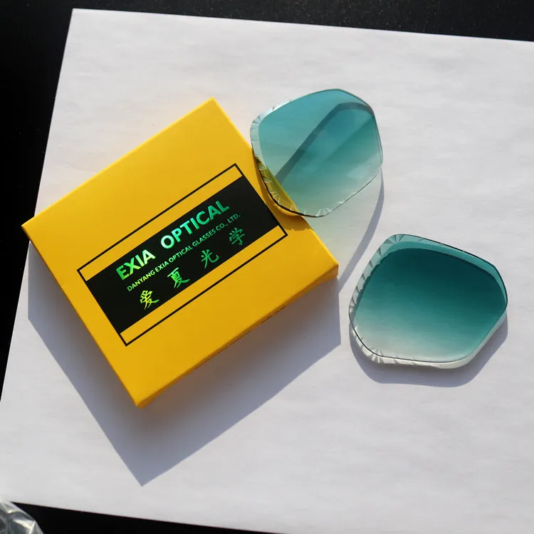 EXIA NY28ACUT9 Gradient Green Color Sunglasses Lenses Big Size Rimless Cutting Groove