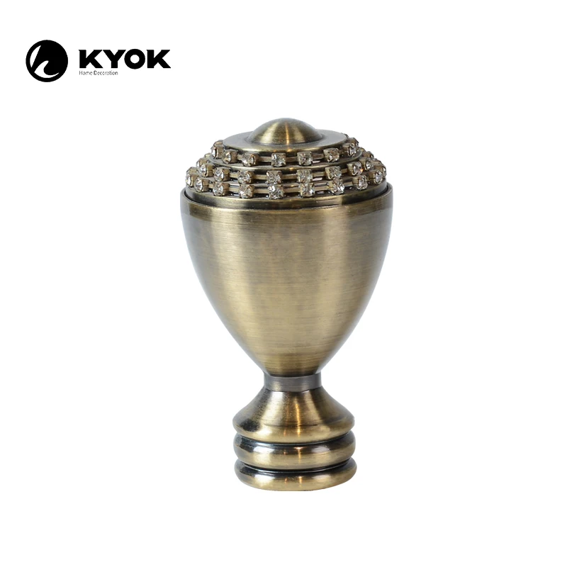 
KIEI new design iron finials antique brass glod curtain rod finials metal black 