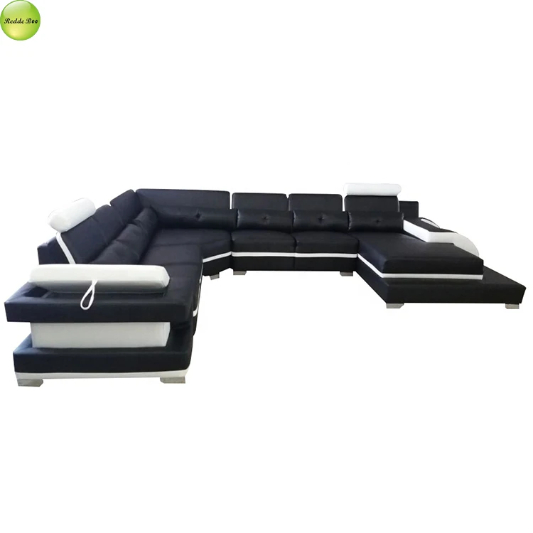 Professional custom two-color sofa cover design large size sliding Angle leather sofa for villa