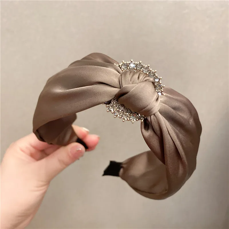American Style Summer Spring Diamond Cross Headband Fashion Cross Knot Hairband Silk Headband for Women