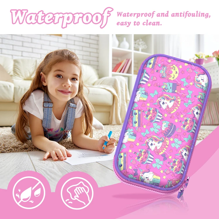 Custom Cartoon Pen Bag Stationery Pen Pouch 3d Eva Unicorn Cute Pencil Case