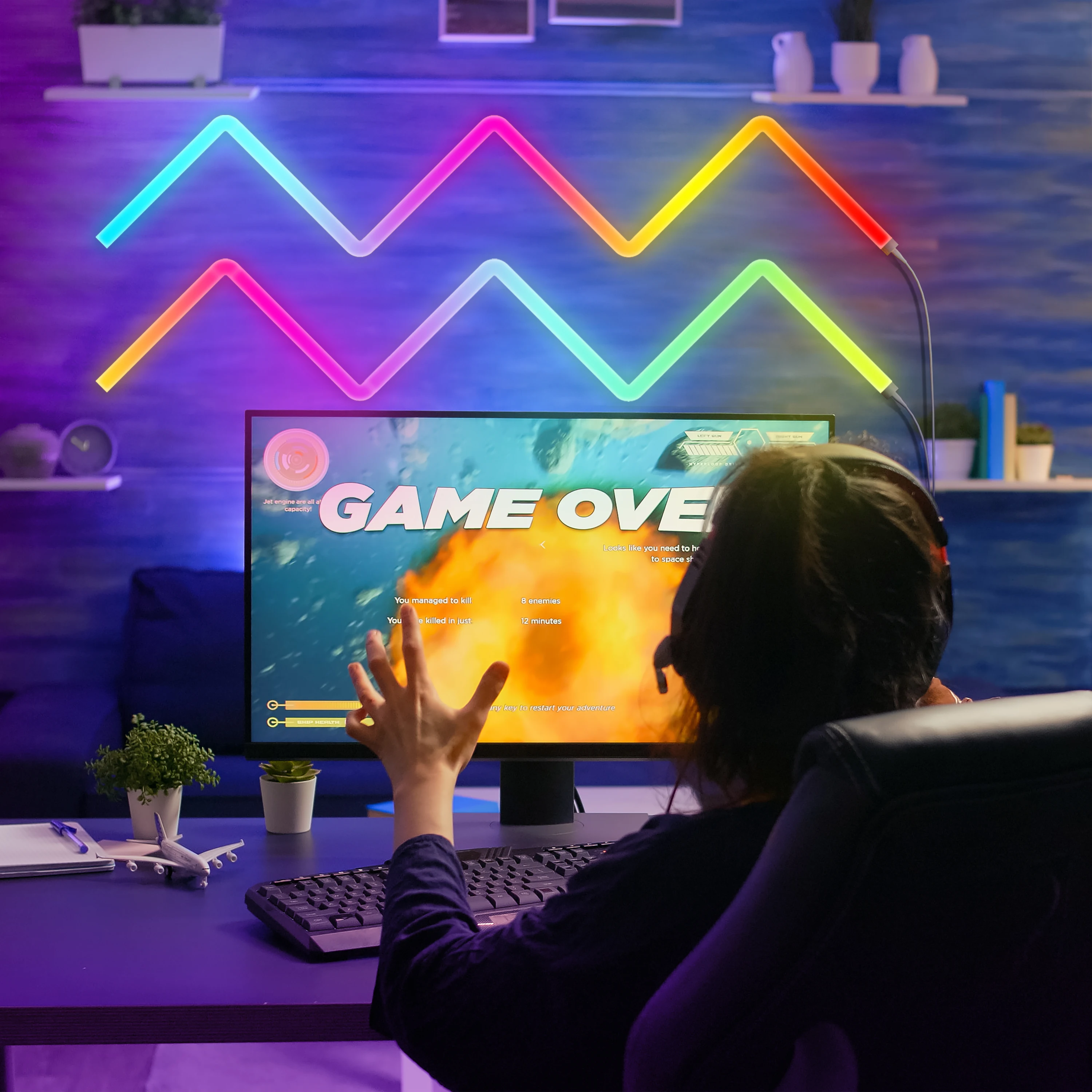 LED Smart Wall Light RGBIC Light Blue tooth WIFI Tuya APP Control Music Sync DIY Night Light TV Bedroom Game Room Bar Decoration