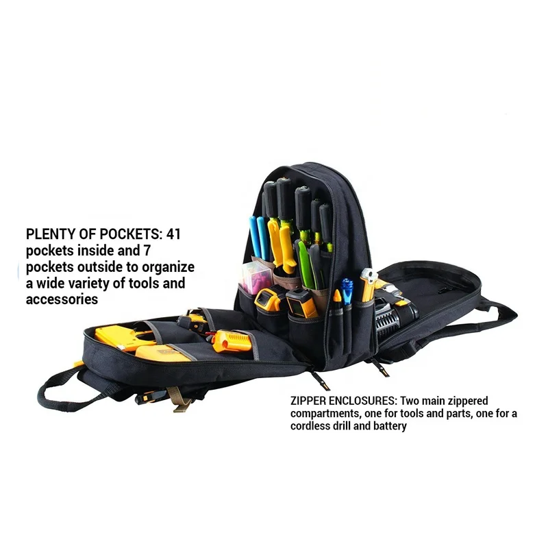 Custom multifunction portable multi-pockets electrical tool carry backpack toolkit heavy duty electrician backpack tool bag work