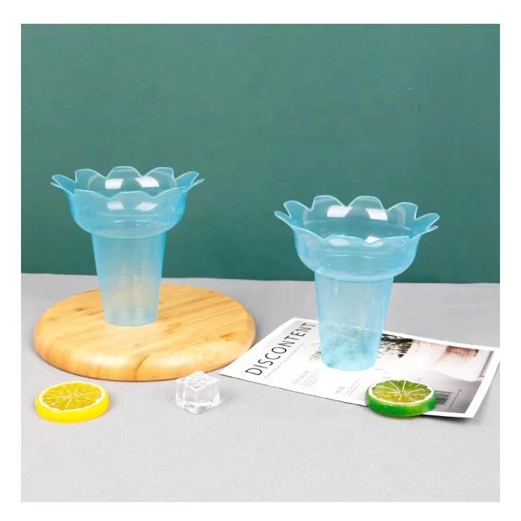 Disposable PP Yogurt Bowl For Soft Ice Cream Popular Snowflake Shaved ice Cups Plastic Thai 300ml 450ml Flower Cup