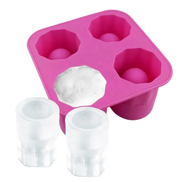 Заводская оптовая продажа, 4 отверстия, силиконовая форма для кубиков льда, контейнер для пива, напитков, лоток для льда, для стакана Stanley