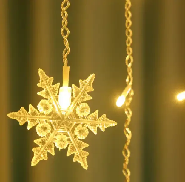 Snowflake Led Icicle String Fairy Lights Twinkle Snowflake Window Wall Christmas Garden Decoration Led Curtain Lights