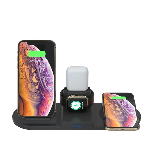 2021 new arrivals 4 in 1 Wireless Charger Dock 10W Wireless Charging Station For All Mobile Phones / Smart Watch