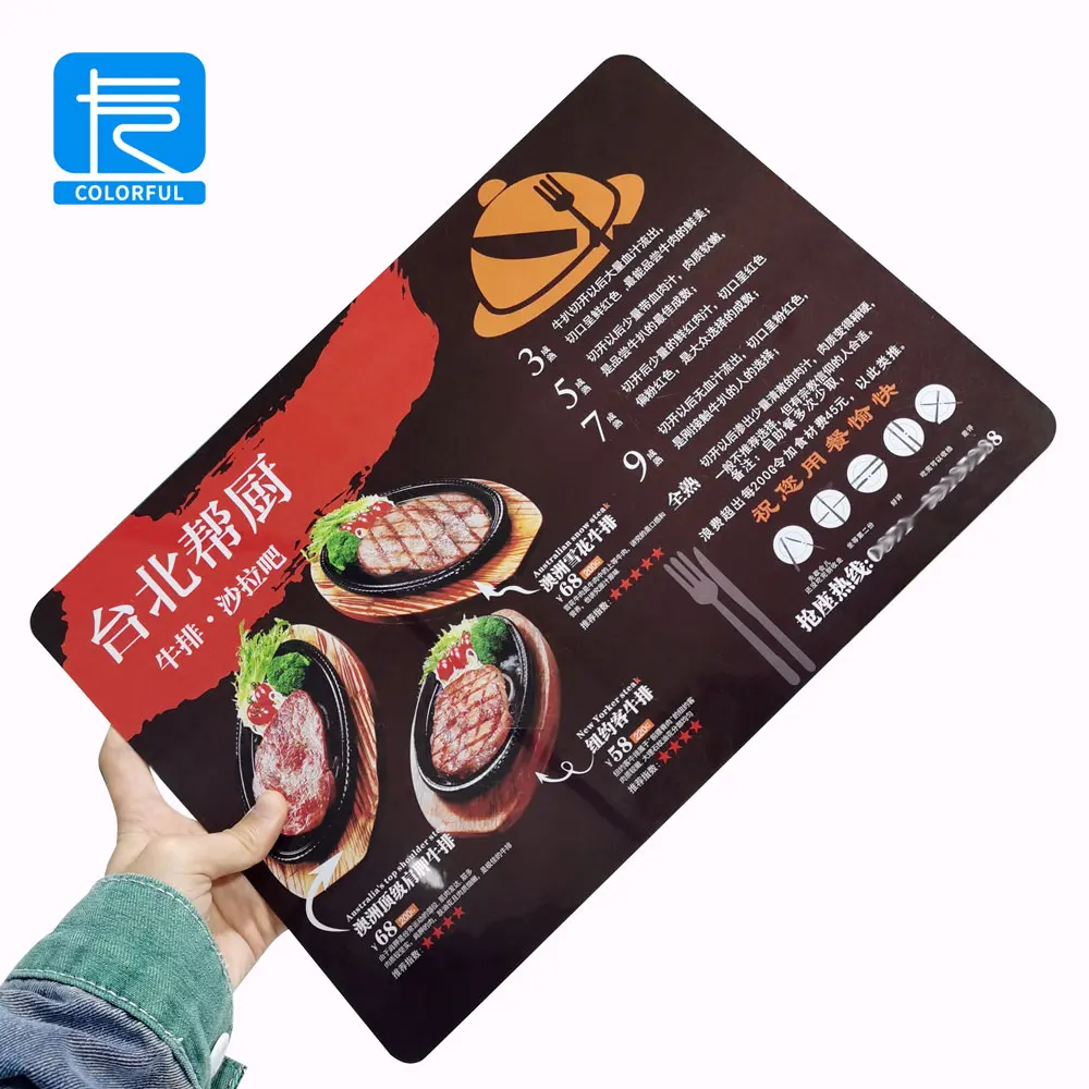 High Quality Club Menu Custom Design Waterproof PP PVC Menu Hotel Restaurant Menu