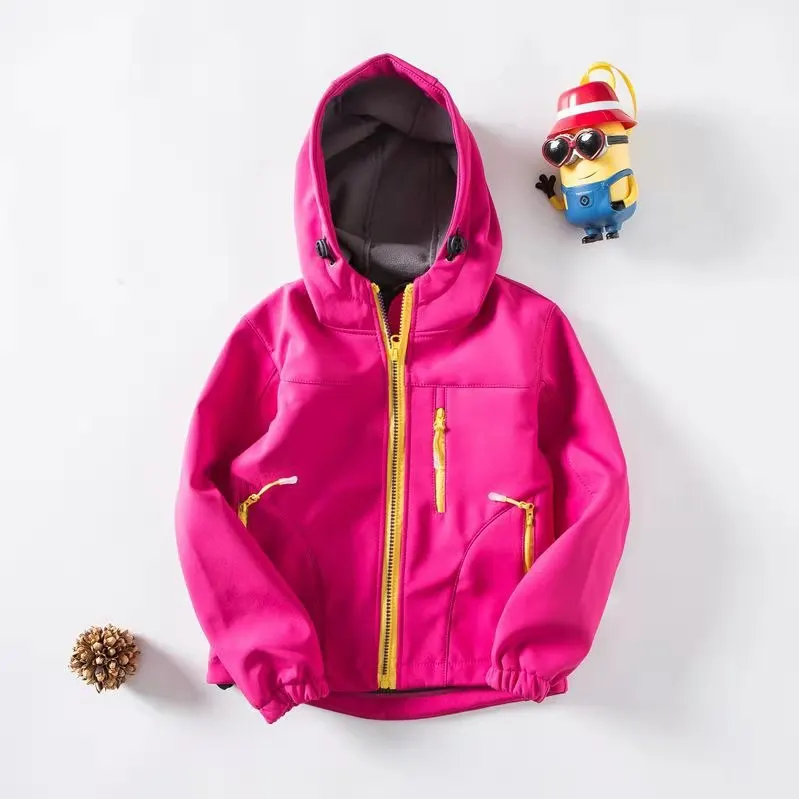
Windbreaker Fleece Lined Softshell Boys Girls Hooded Jacket 
