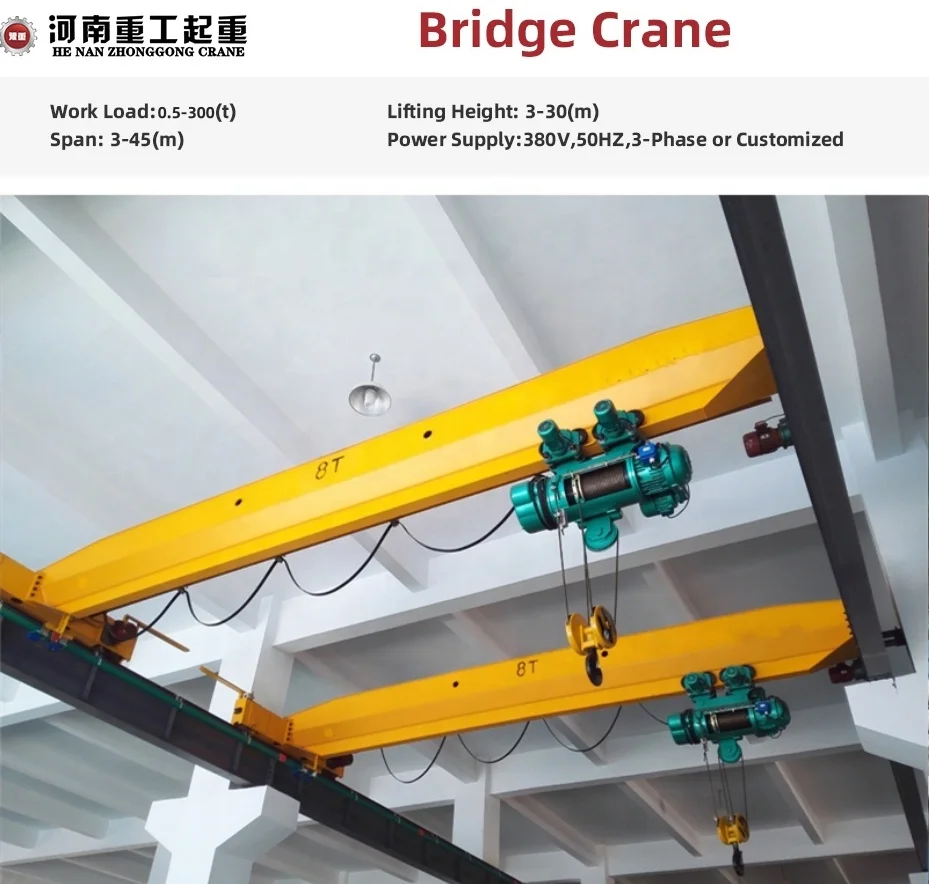China 1 2 3 5 8 15 ton 20 30 tons 5 meters 20 span multifunction small single beam overhead crane hoist malaysia price