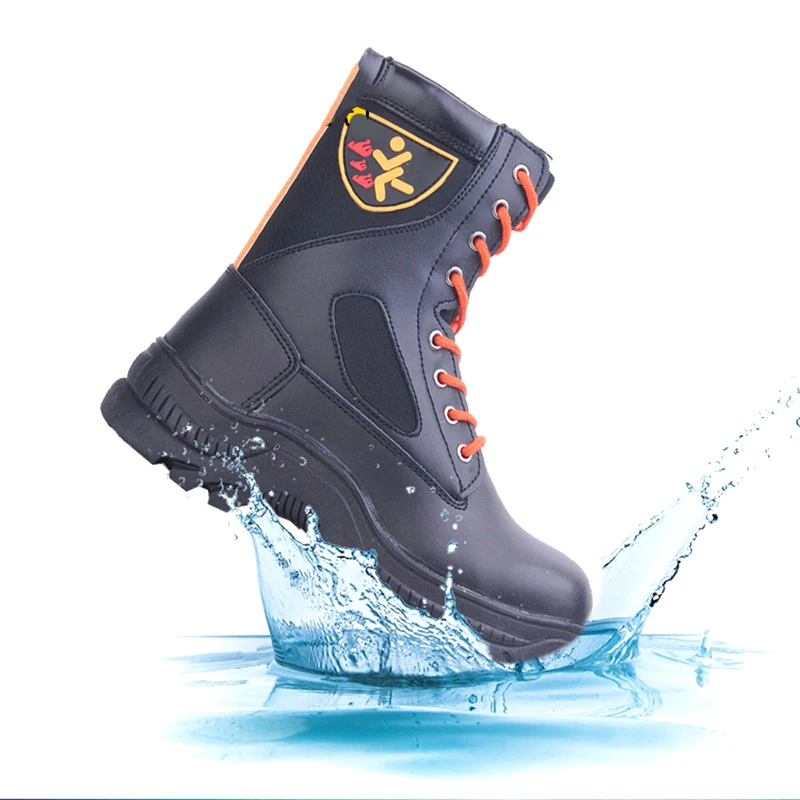 Factory Direct Sale Cowhide firefighting boots emergency extinguishing protective boots fire extinguishing boots