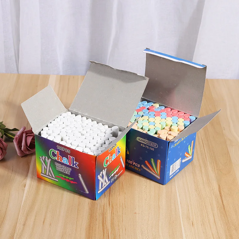 100pcs High Quality Dust-free Chalk School Student Teacher Office Hot Sale Chalk Colored And White Color Chalk