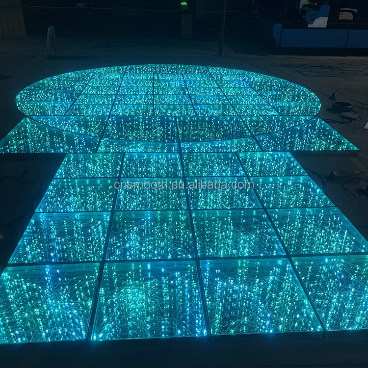 Wedding Event Dance Floor Magnetic RGB Led Light 3D Mirror Stage Wedding Dance Floor