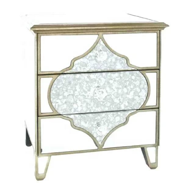 Antique mirror best selling golden line mirrored buffet cabinet side board with multi drawers