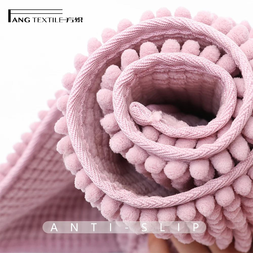 
Custom Chenille Mats Luxury Pink Shaggy Non Slip Kids Bath Floor Rugs 