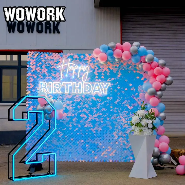 2024 WOWORK fushun 3D Custom Metal mosaic balloon frame letter number for event photo props booth wedding supplies