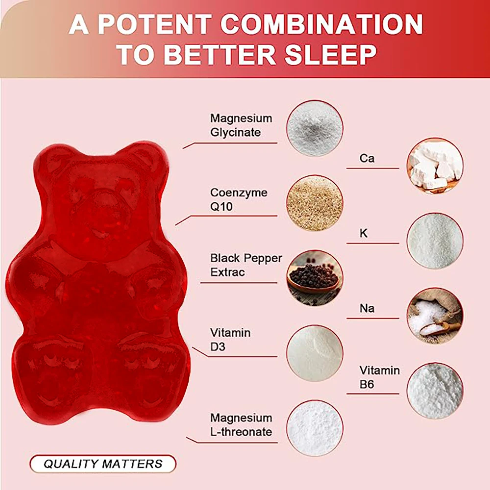 Magnesium Glycinate Gummies Magnesium Gummies Herbal Supplements for Kids & Adults Stress Relief Muscle Cramps & Sleep Aid